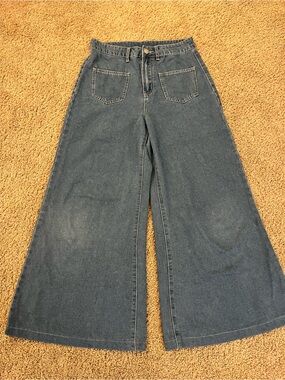 SHEIN medium blue High-Waist Wide Leg Jeans